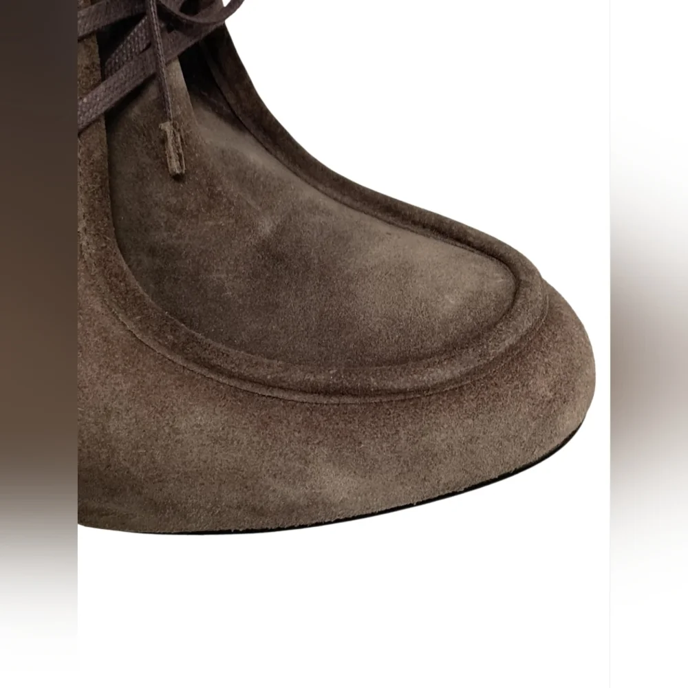 Stuart Weitzman Women's Suede Lace Up Loafer High Heels 3.75